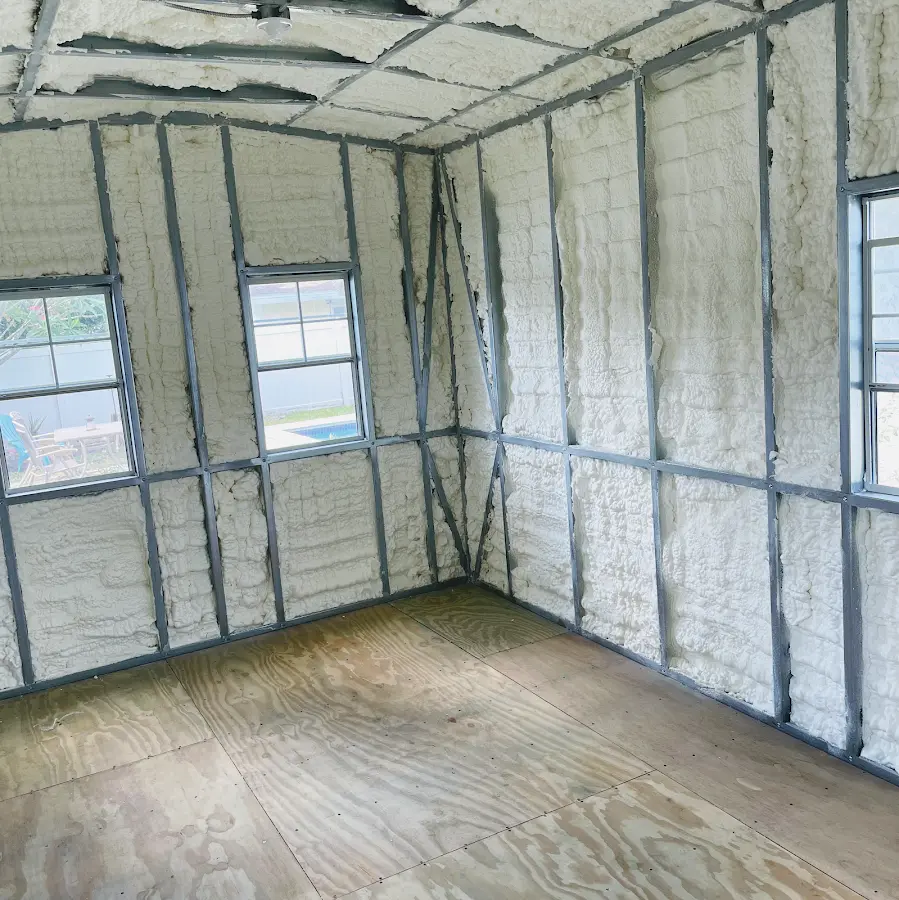Closed-cell spray foam insulation applied to wall cavities in a residential project in Shoreline